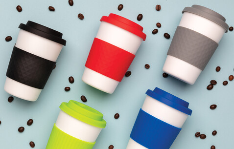Wiederverwendbarer Kaffeebecher 270ml grau bedrucken, Art.-Nr. P432.672