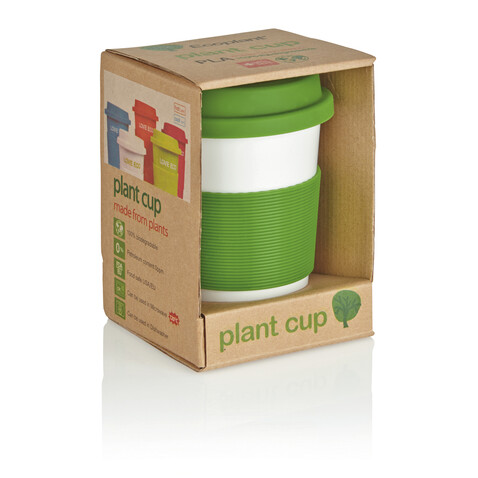 ECO PLA Kaffeebecher grün, weiß bedrucken, Art.-Nr. P432.887