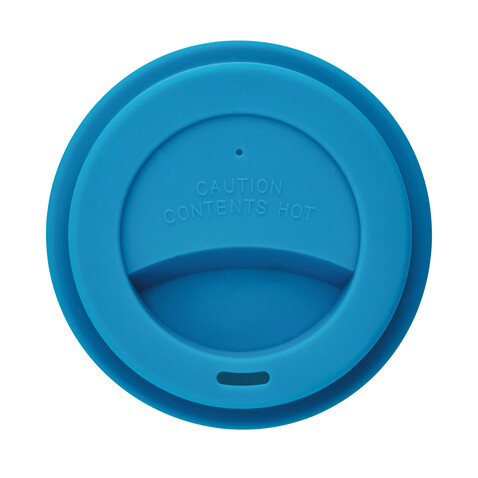 ECO PLA Kaffeebecher blau, weiß bedrucken, Art.-Nr. P432.885