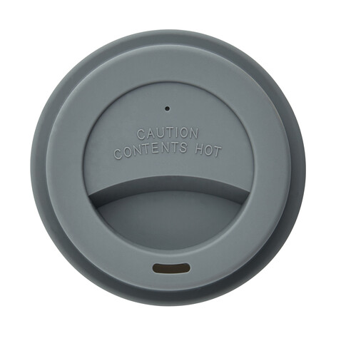 ECO PLA Kaffeebecher grau, weiß bedrucken, Art.-Nr. P432.880