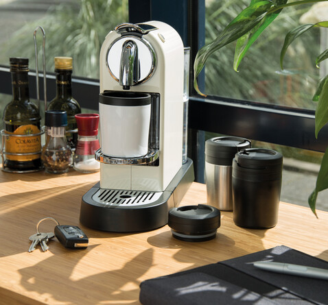 Coffee to go Becher silber bedrucken, Art.-Nr. P432.922