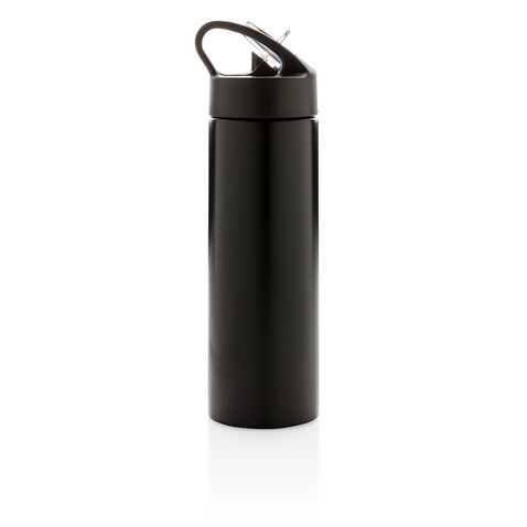 Sport Edelstahlflasche mit Trinkvorrichtung schwarz bedrucken, Art.-Nr. P433.161