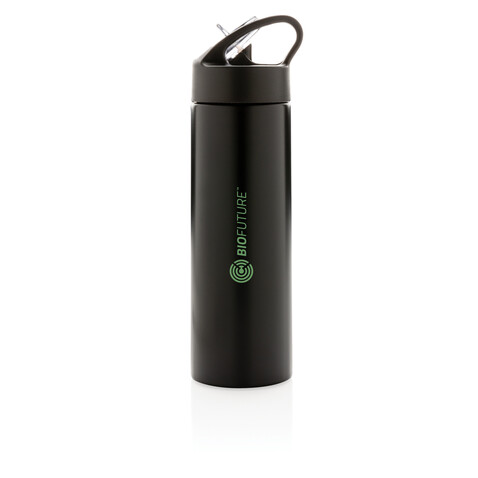 Sport Edelstahlflasche mit Trinkvorrichtung schwarz bedrucken, Art.-Nr. P433.161