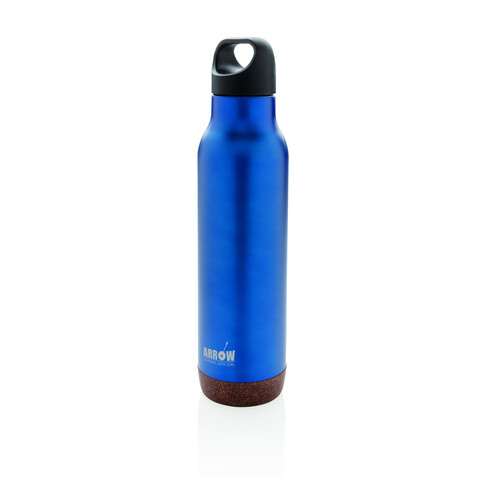 Auslaufsichere Vakuum-Flasche mit Kork blau bedrucken, Art.-Nr. P433.285