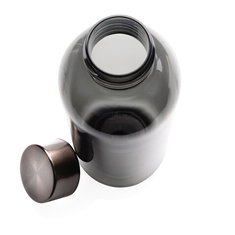 Auslaufsichere Trinkflasche mit Metalldeckel schwarz bedrucken, Art.-Nr. P433.441