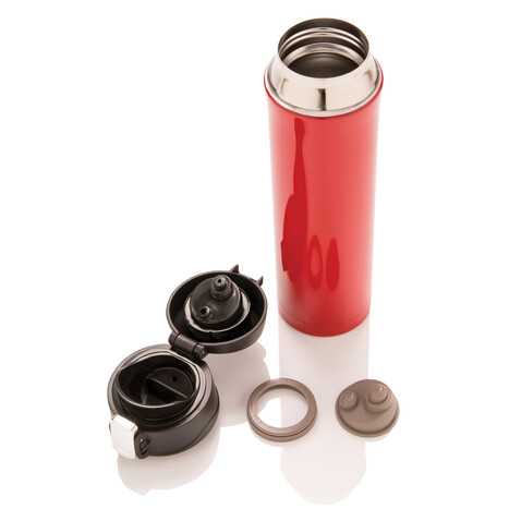 Easy Lock Vakuum Flasche rot, schwarz bedrucken, Art.-Nr. P433.994