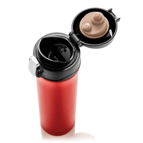 Easy Lock Vakuum Flasche rot, schwarz bedrucken, Art.-Nr. P433.994