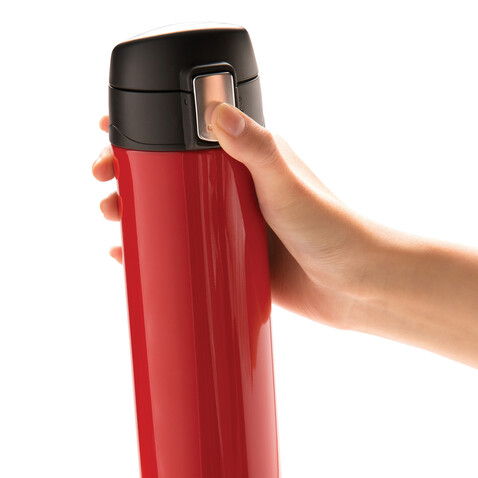 Easy Lock Vakuum Flasche rot, schwarz bedrucken, Art.-Nr. P433.994
