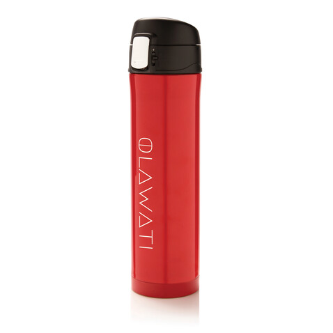 Easy Lock Vakuum Flasche rot, schwarz bedrucken, Art.-Nr. P433.994