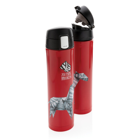 Easy Lock Vakuum Flasche rot, schwarz bedrucken, Art.-Nr. P433.994