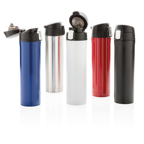Easy Lock Vakuum Flasche rot, schwarz bedrucken, Art.-Nr. P433.994