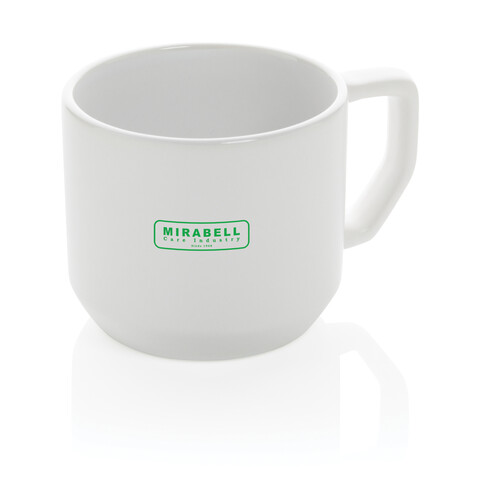Moderne Keramiktasse, 350ml weiß, weiß bedrucken, Art.-Nr. P434.043