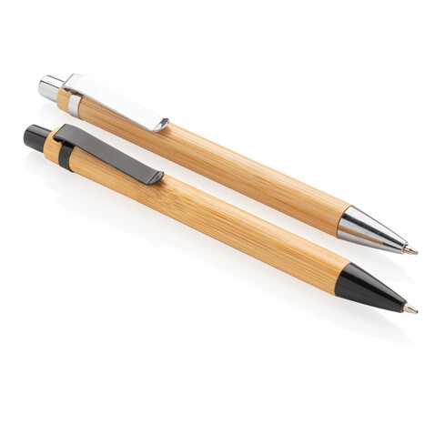 Bambus Kugelschreiber braun, silber bedrucken, Art.-Nr. P610.329