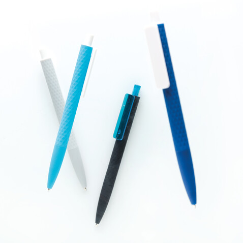 X3-Stift mit Smooth-Touch navy blau, weiß bedrucken, Art.-Nr. P610.969