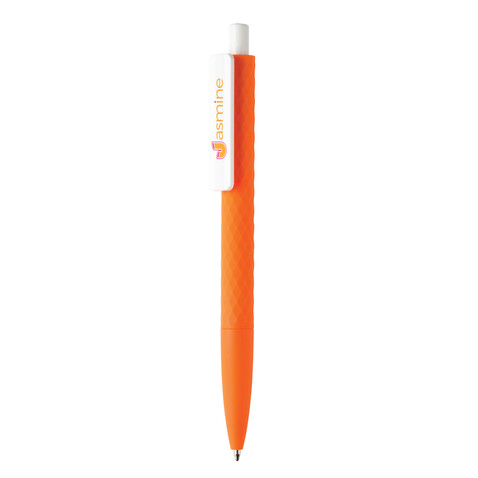 X3-Stift mit Smooth-Touch orange, weiß bedrucken, Art.-Nr. P610.968