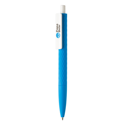 X3-Stift mit Smooth-Touch blau, weiß bedrucken, Art.-Nr. P610.965