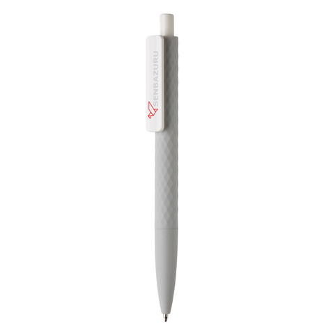 X3-Stift mit Smooth-Touch grau, weiß bedrucken, Art.-Nr. P610.962