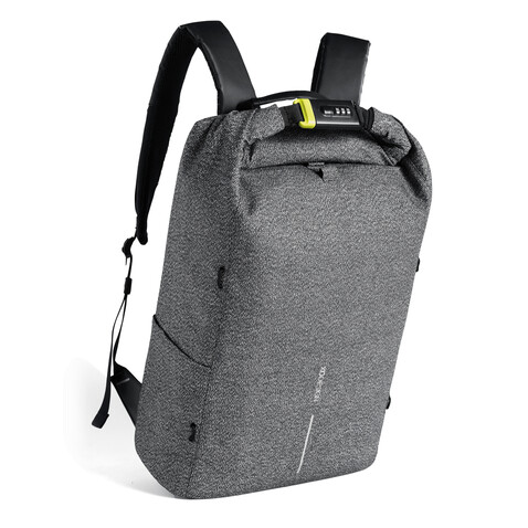 Urban schnitthemmender Anti-Diebstahl-Rucksack grau, schwarz bedrucken, Art.-Nr. P705.642