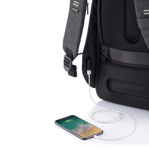 Bobby Hero Small Anti-Diebstahl-Rucksack anthrazit, grau bedrucken, Art.-Nr. P705.701