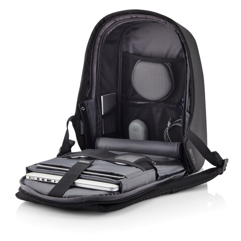 Bobby Hero Small Anti-Diebstahl-Rucksack anthrazit, grau bedrucken, Art.-Nr. P705.701