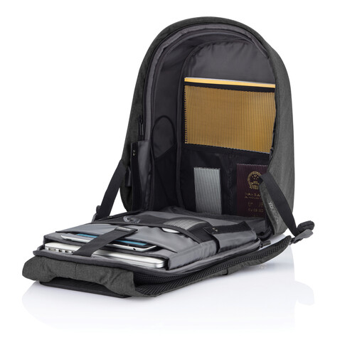Bobby Hero Small Anti-Diebstahl-Rucksack anthrazit, grau bedrucken, Art.-Nr. P705.701