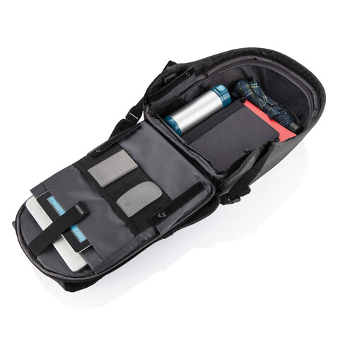 Bobby Hero Small Anti-Diebstahl-Rucksack anthrazit, grau bedrucken, Art.-Nr. P705.701