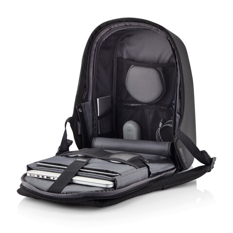 Bobby Hero XL Anti-Diebstahl-Rucksack schwarz, grau bedrucken, Art.-Nr. P705.711
