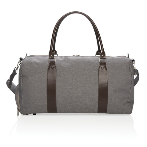 Wochenendtasche mit USB A-Ausgang grau bedrucken, Art.-Nr. P707.052