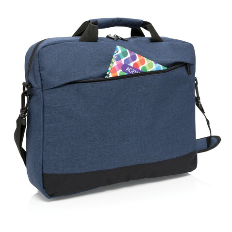 Trend 15” Laptoptasche navy blau, schwarz bedrucken, Art.-Nr. P732.345