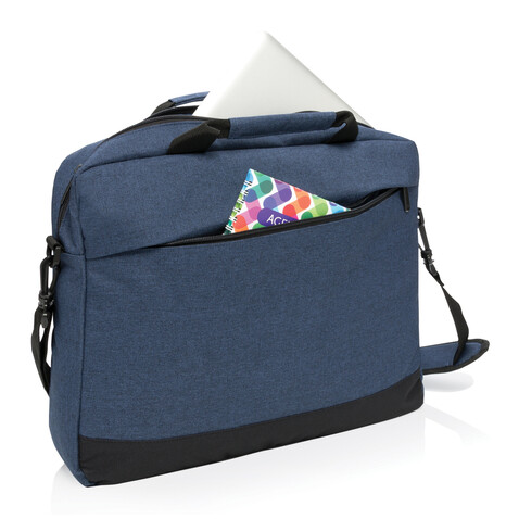 Trend 15” Laptoptasche navy blau, schwarz bedrucken, Art.-Nr. P732.345