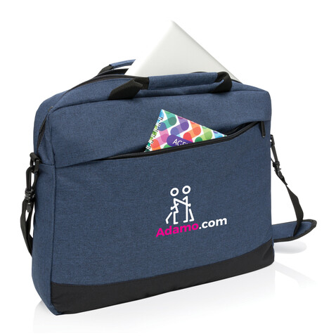 Trend 15” Laptoptasche navy blau, schwarz bedrucken, Art.-Nr. P732.345