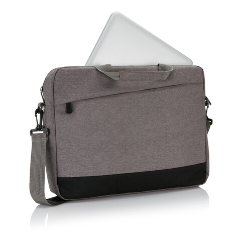 Trend 15” Laptoptasche grau, schwarz bedrucken, Art.-Nr. P732.342