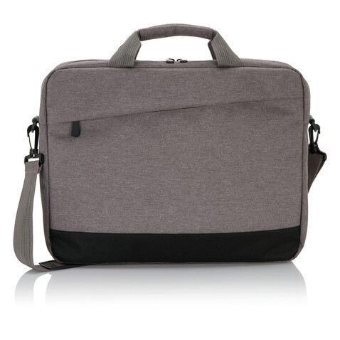 Trend 15” Laptoptasche grau, schwarz bedrucken, Art.-Nr. P732.342