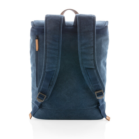 Canvas Laptop-Rucksack, PVC-frei blau bedrucken, Art.-Nr. P762.465