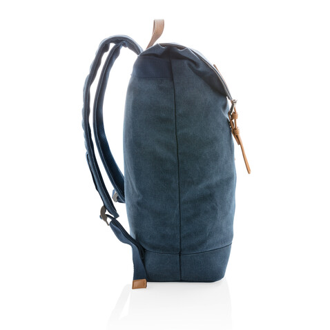Canvas Laptop-Rucksack, PVC-frei blau bedrucken, Art.-Nr. P762.465