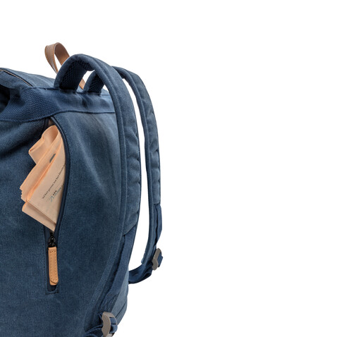 Canvas Laptop-Rucksack, PVC-frei blau bedrucken, Art.-Nr. P762.465