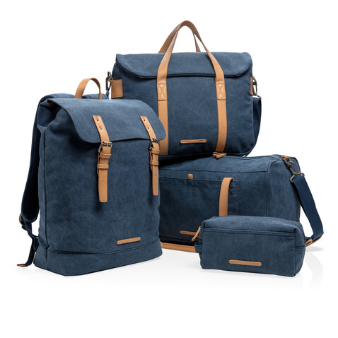 Canvas Laptop-Rucksack, PVC-frei blau bedrucken, Art.-Nr. P762.465