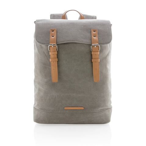 Canvas Laptop-Rucksack, PVC-frei grau bedrucken, Art.-Nr. P762.462