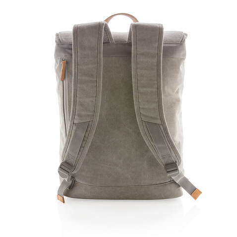 Canvas Laptop-Rucksack, PVC-frei grau bedrucken, Art.-Nr. P762.462