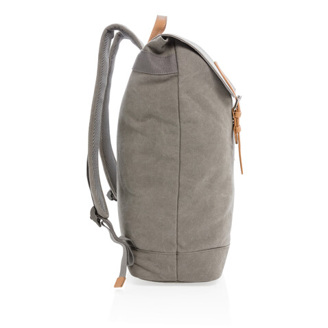 Canvas Laptop-Rucksack, PVC-frei grau bedrucken, Art.-Nr. P762.462