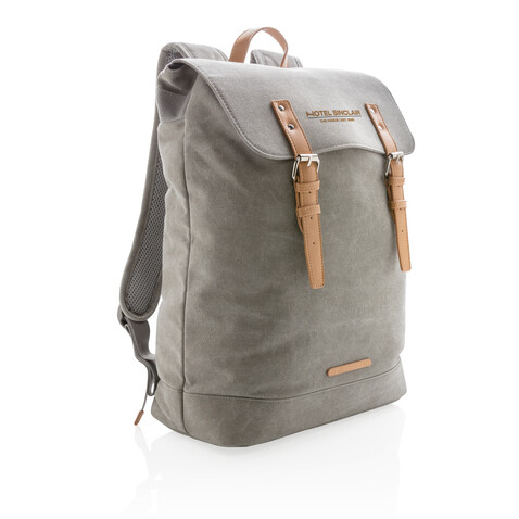 Canvas Laptop-Rucksack, PVC-frei grau bedrucken, Art.-Nr. P762.462