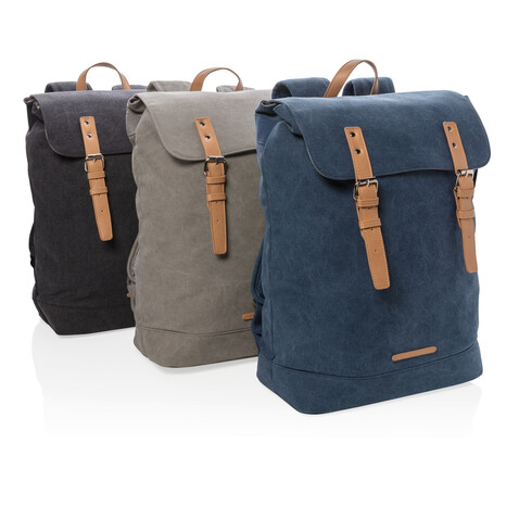 Canvas Laptop-Rucksack, PVC-frei grau bedrucken, Art.-Nr. P762.462