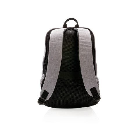 RFID Anti-Diebstahl-Rucksack, PVC-frei grau, schwarz bedrucken, Art.-Nr. P762.482