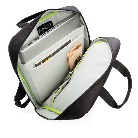 Soho Business RPET 15.6&quot; Laptop-Rucksack, PVC-frei schwarz, grün bedrucken, Art.-Nr. P762.531