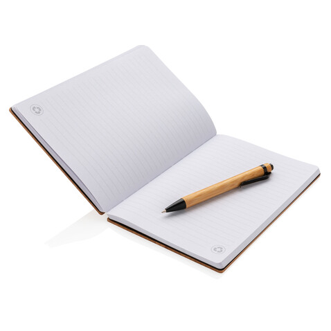 A5 Bambus Notizbuch &amp; Stift braun bedrucken, Art.-Nr. P772.159