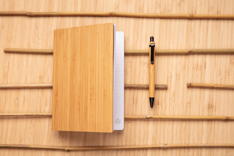 A5 Bambus Notizbuch &amp; Stift braun bedrucken, Art.-Nr. P772.159
