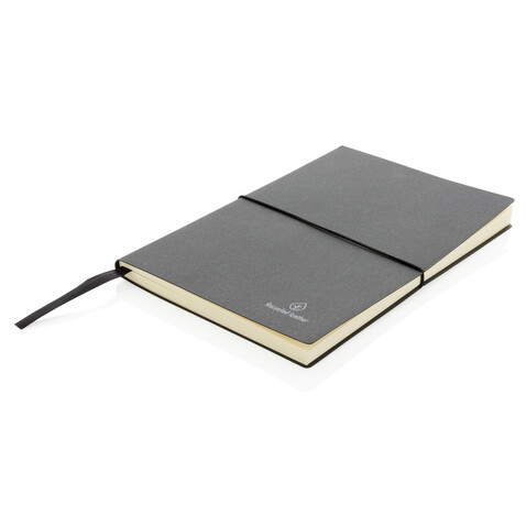 A5 Notizbuch aus GRS recyceltem Leder grau bedrucken, Art.-Nr. P772.212