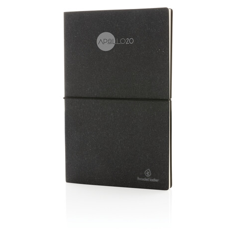 A5 Notizbuch aus GRS recyceltem Leder grau bedrucken, Art.-Nr. P772.212