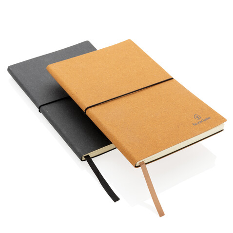 A5 Notizbuch aus GRS recyceltem Leder grau bedrucken, Art.-Nr. P772.212