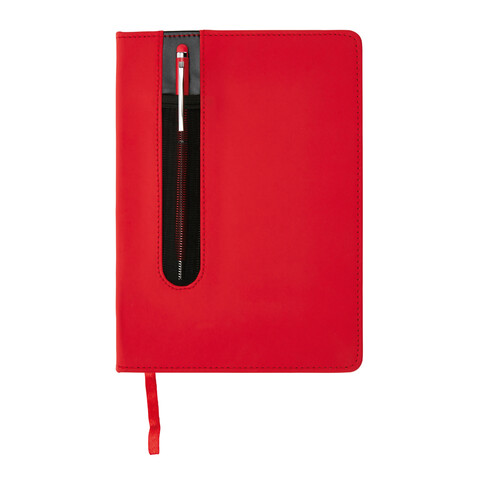 Basic Hardcover PU A5 Notizbuch mit Stylus-Stift rot bedrucken, Art.-Nr. P773.314